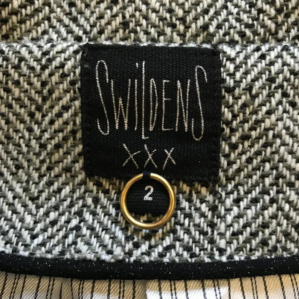 Swildens XXX Phoenix Blazer Jacket Coat Womens 2 Medium Black White Herringbone